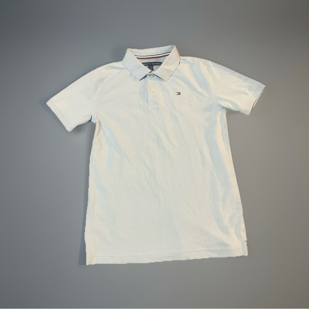Tommy Hilfiger Kids Pale Blue Short Sleeve Polo with Flag Logo Large